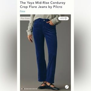 NWT THE YAYA MID-RISE CORDUROY CROP FLARE JEANS BY PILCRO Sz 27